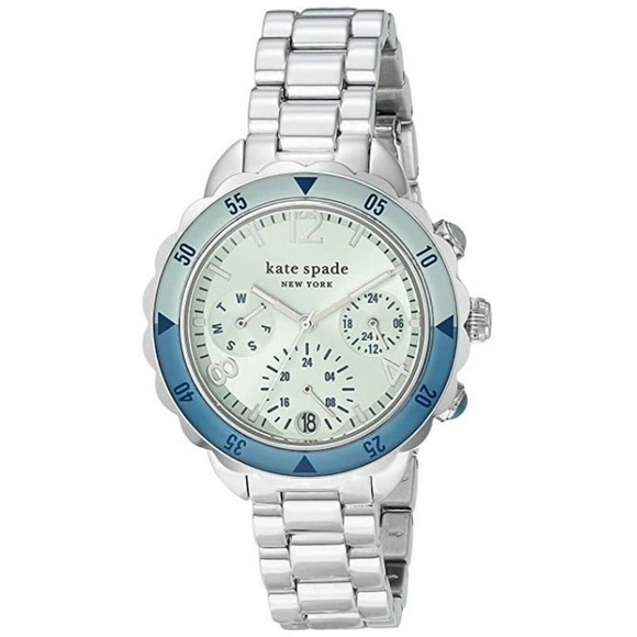kate spade Accessories - Kate Spade Baywater Blue Chronograph Dial Silver SS bracelet Band Women's Watch